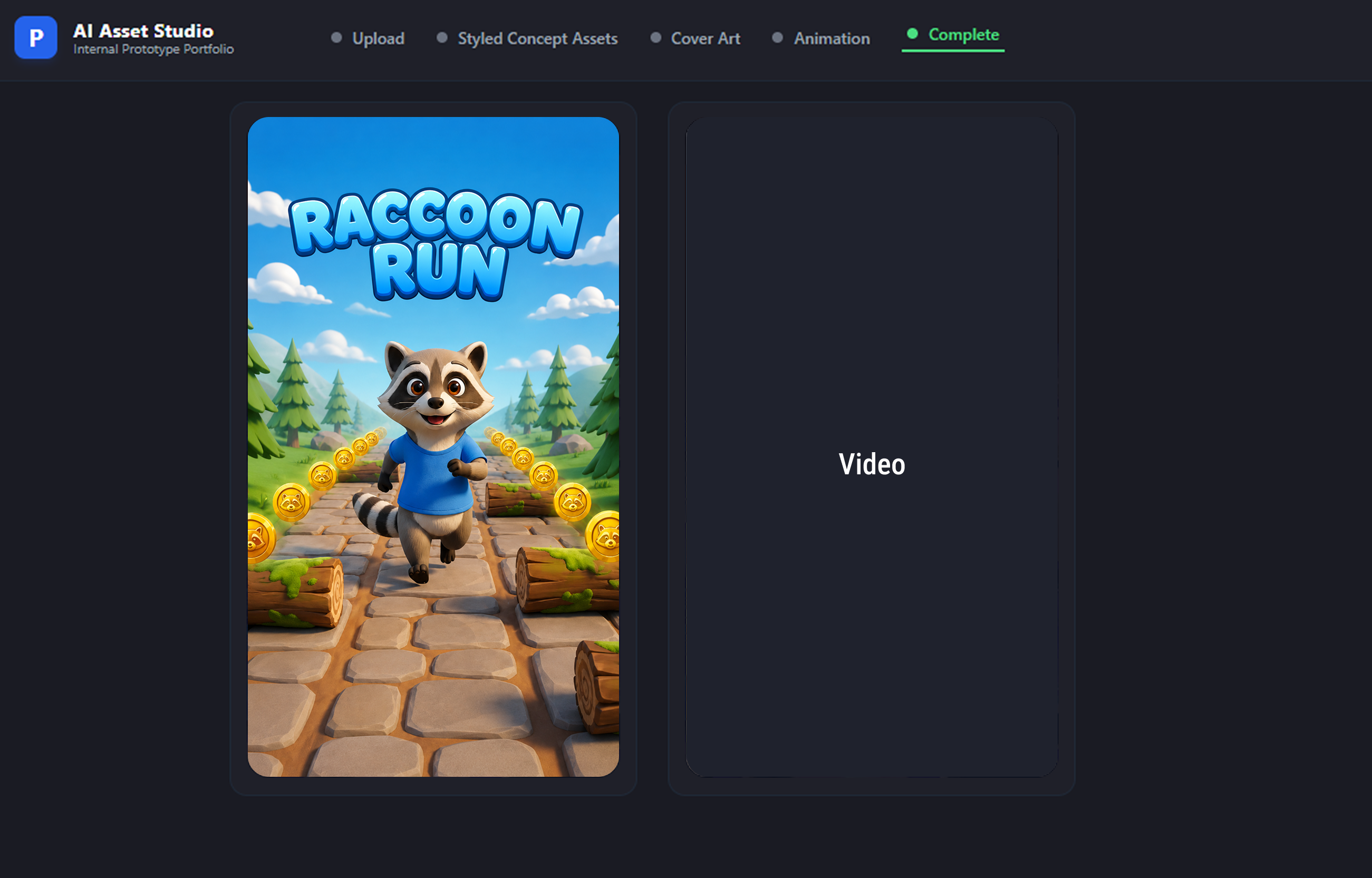 AI Asset Studio completed vertical cover outputs